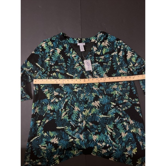 Catherines 3/4 Sleeve Easy‎ Fit Tunic Top Plus Size 1X New 18/20W Blouse Green - Picture 6 of 9